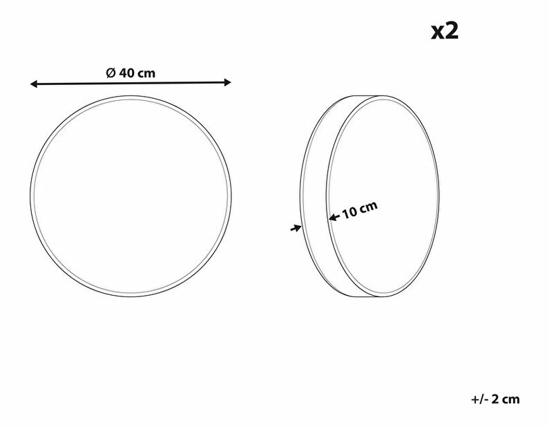 Sada 2 ozdobných polštářů ⌀ 40 cm Molte (bílá)