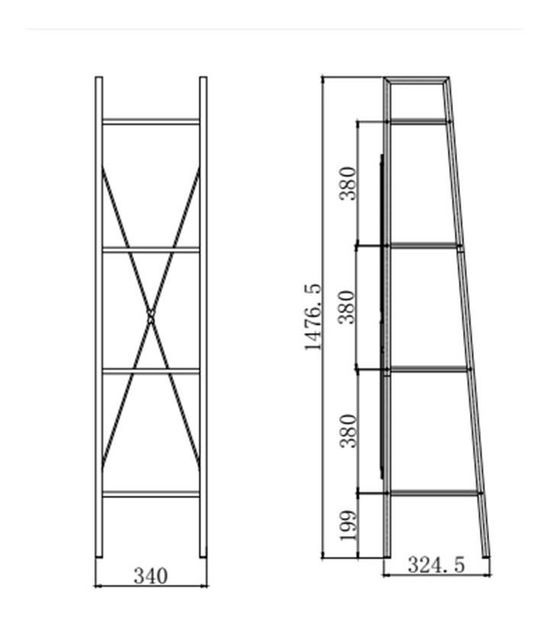 Regál Neda (přírodní dřevo + černá)