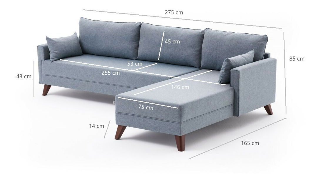 Rozkládací pohovka Bellina 1 (modrá) (L)