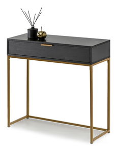 Konzolový stolek Norma M (černé dřevo + zlatá)
