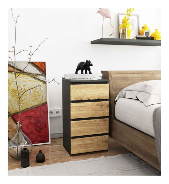 Komoda Cipriano II (šedý grafit + dub artisan)