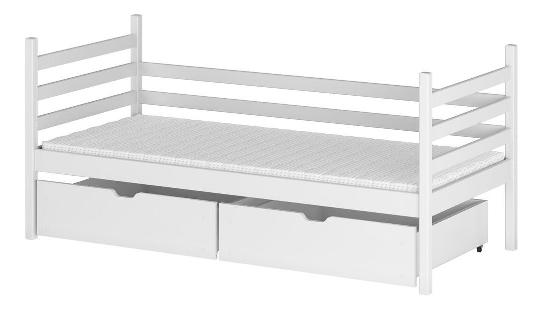 Dětská postel 90 cm Marisa (s roštem a úl. prostorem) (bílá)