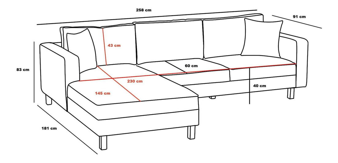 Rohová sedací souprava Brenen (L) (antracit + černá)