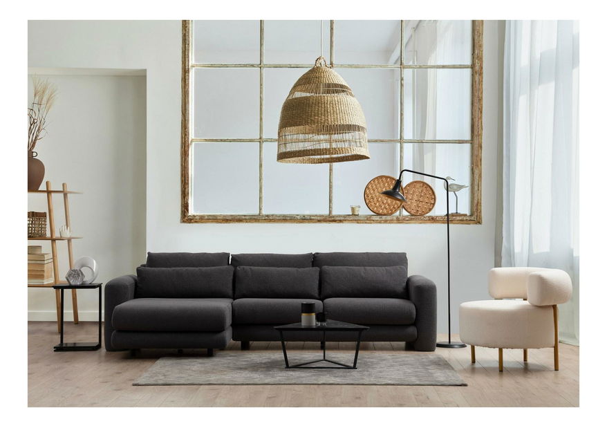 Rohová sedačka Lelysena (L) (šedá + černá)