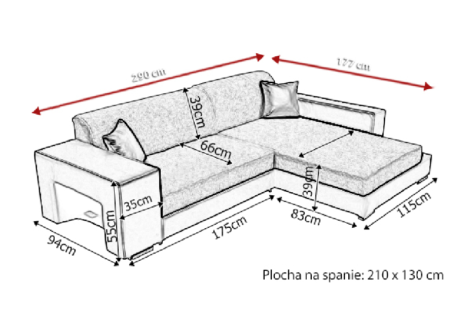 Rohová sedací souprava Madison (světle šedá + černá) (P)