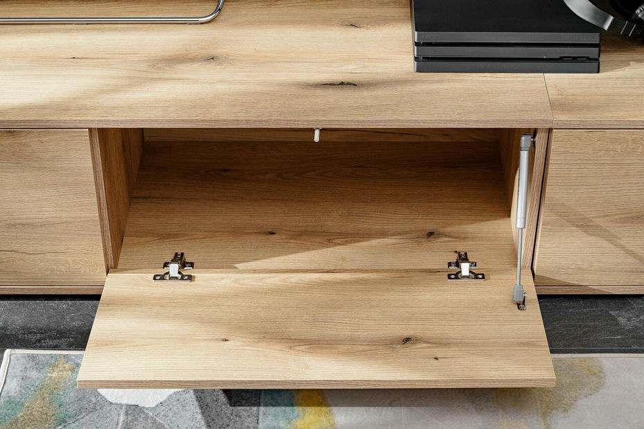 Obývací stěna Cresto (dob coast evoke + černá) (s osvětlením)