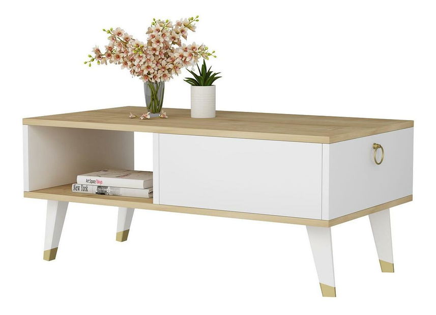 Konferenční stolek Papina (dub safírový + bílá)