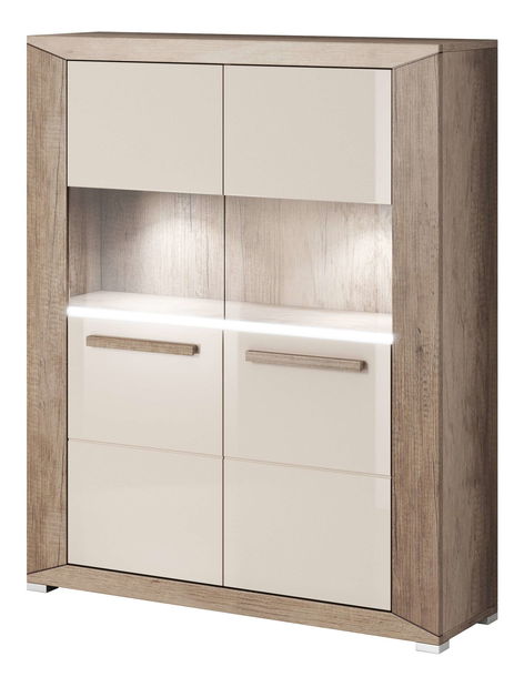 Vitrína Laurie Typ 42 (dub canyon monument + lesk šedý pískový)