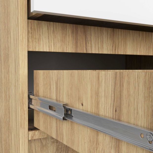 Noční stolek Kalista (dub artisan + bílá)