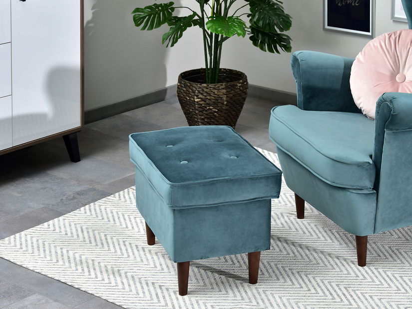 Taburetka Muriera (tmavě modrá + ořech)