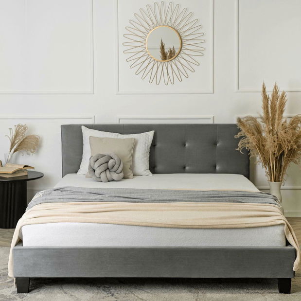 Manželská postel 160 cm Baviera (šedá) (s roštem)