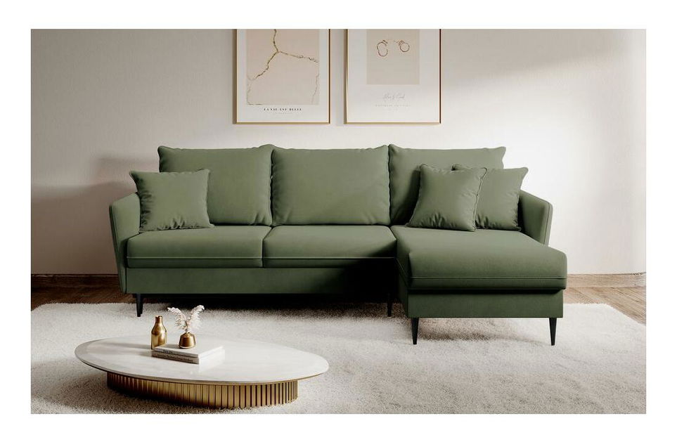 Rohová sedací souprava Vivaldio L (olivová + černá)