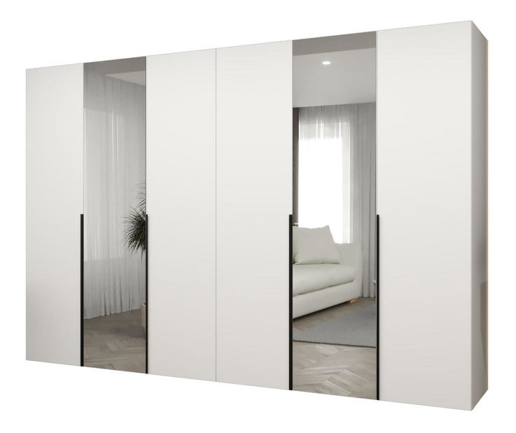 Šatní skříň 300 cm Alice 2 (bílá + černá)