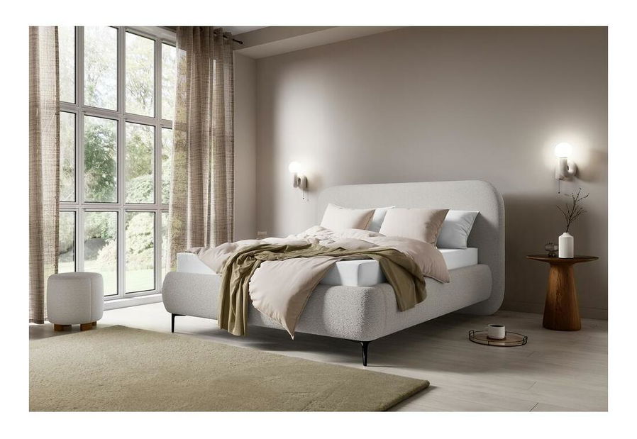 Manželská postel 180 cm Mononoke (s roštem) (světlobéžová + černá)