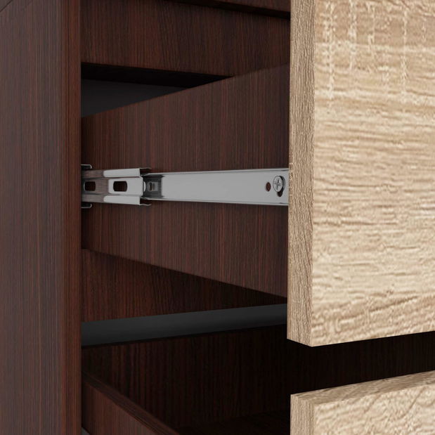 Šatní skříň Safwan II (wenge + dub sonoma) (se zrcadlem)