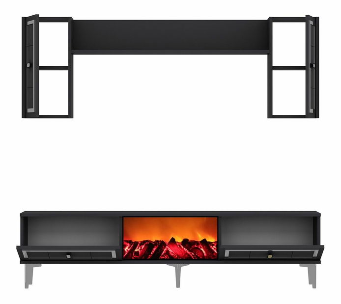 Obývací stěna s krbem Orino (dub safírový)