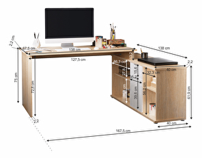 Rohový PC stolek Dasys VE 02
