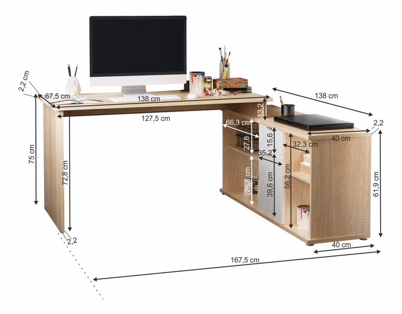 Rohový PC stolek Dasys VE 02 *bazar