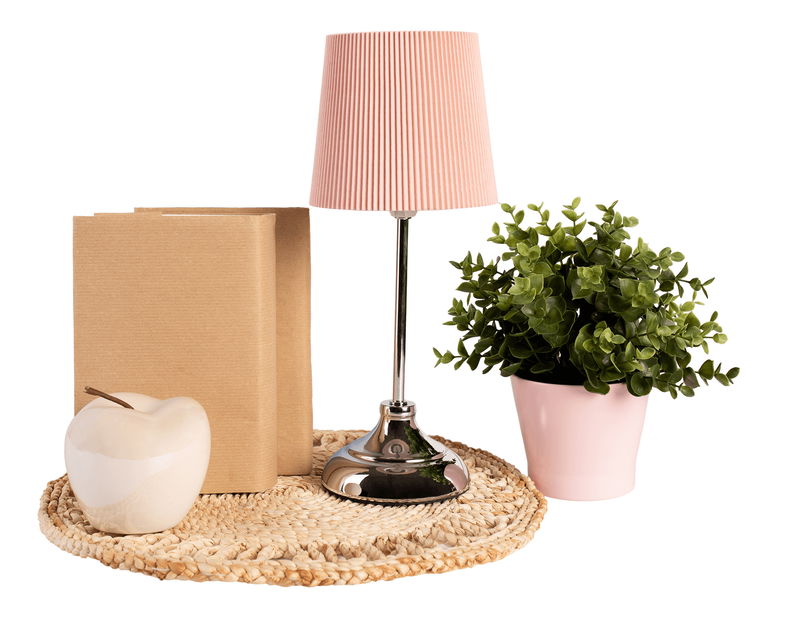 Stolní lampa Gerdon (stříbrná + růžová)