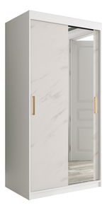Šatní skříň 100 cm Marbelo T2 (matná bílá + bílý mramor)