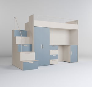 Dětská postel Ruby IV S (kašmír + mlhavá světle modrá) (s rošty)