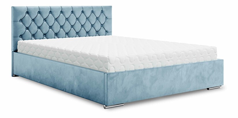 Manželská postel 140 cm Danita (modrá) (s roštem a úložným prostorem)