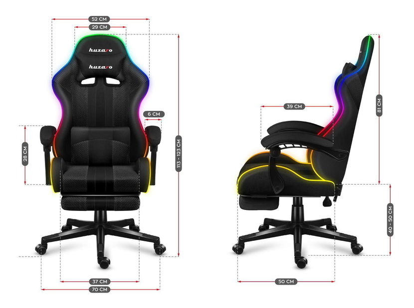 Herní křeslo Fusion 4.7 (černá + vícebarevná) (s LED osvětlením)