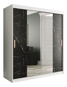 Šatní skříň 180 cm Marbelo T1 (matná bílá + černý mramor)