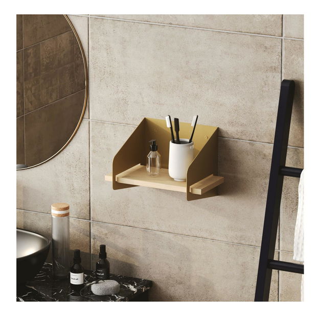 Nástěnná police Shortia 1 (zlatá)