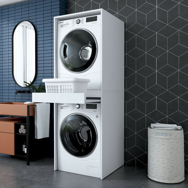 Skříňka na pračku Kentorio (bílá)