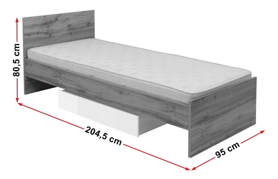 Jednolůžková postel 90 cm BRW Zele LOZ90