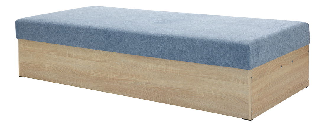 Jednolůžková postel (válenda) 85 cm Idona (světlomodrá) (s roštem a matrací) (s úl. prostorem)