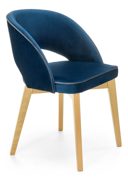 Jídelní židle Milnrow (tmavě modrá + dub medový)