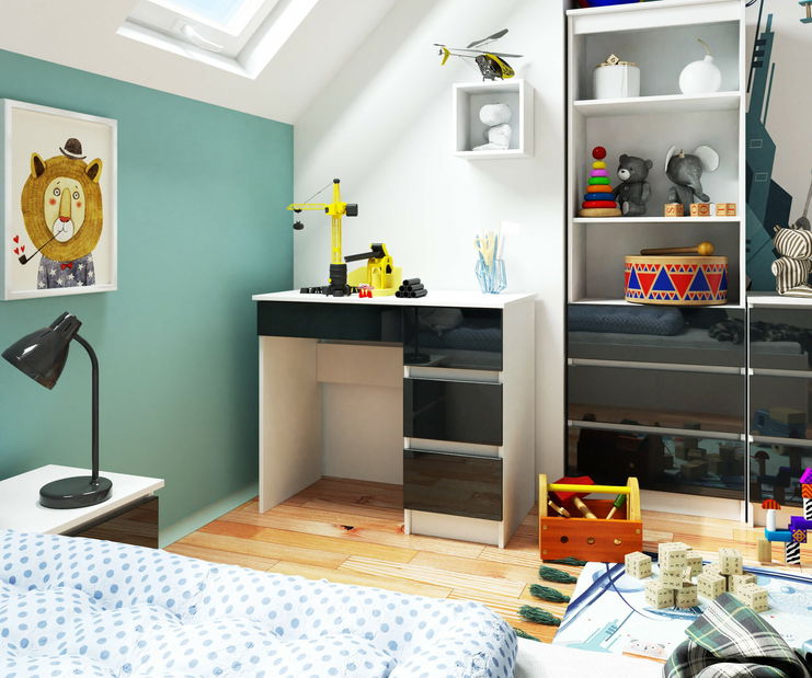 PC stolek Benicio II (bílá + grafit lesk) (P)