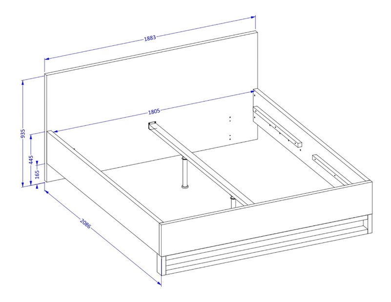 Manželská postel Helles 180 (dub wotan + černá)