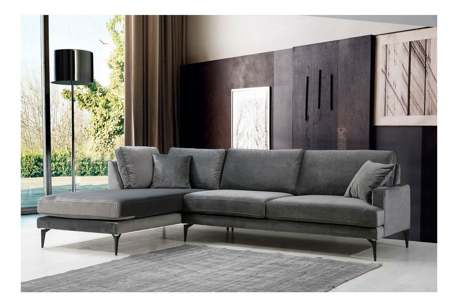 Rohová sedačka Papirolla (L) (antracit + černá)