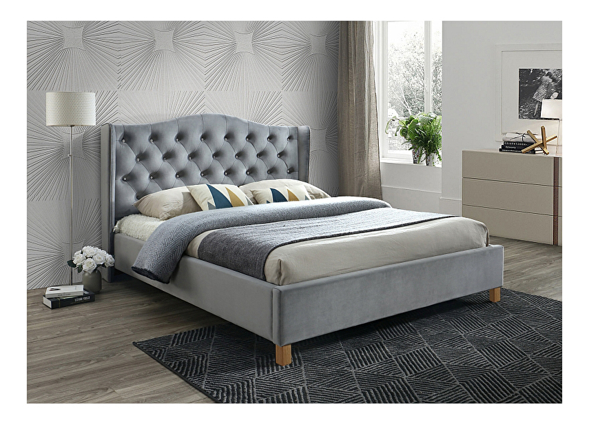 Manželská postel 160x200 cm Amberly (šedá) (bez matrace)