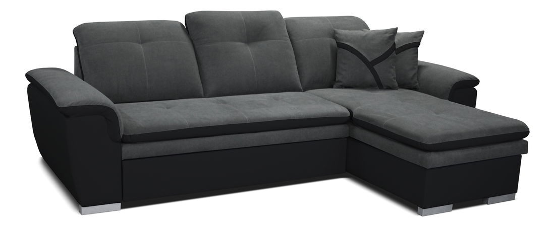 Rohová sedací souprava Estevan 2F+L (tmavě šedá + černá) (P)