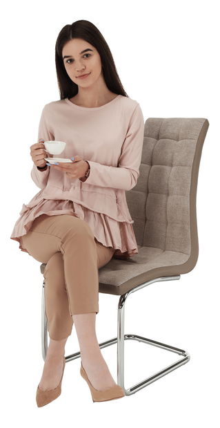 Jídelní židle Santa new (béžová + chrom)