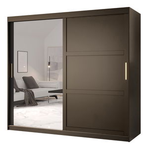 Šatní skříň Riven 2 200 (matná černá) (se zrcadlem)