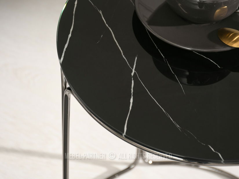 Konferenční stolek Belianni Zest (černý mramor + nikl)