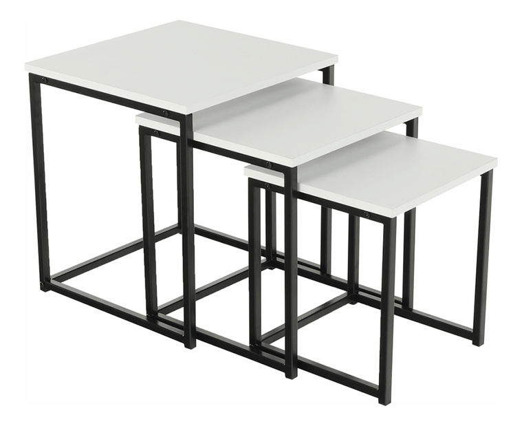 Set 3 ks konferenčních stolků Kastty typ 3 (bílá + černá)