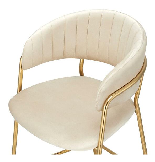 Barová židle Dasmona 2 (béžová + zlatá + chromová)