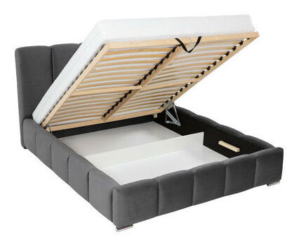 Manželská postel 160 cm Leskana (černá) (s roštem) (s úl. prostorem)