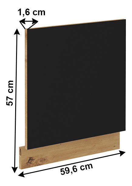 Dvířka na myčku Meriel ZM 570x596 (černá + dub artisan)