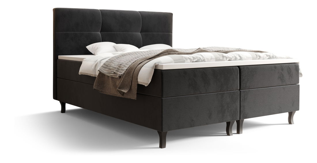 Manželská postel Boxspring 140 cm Lumba Comfort (černá) (s matrací a úložným prostorem)