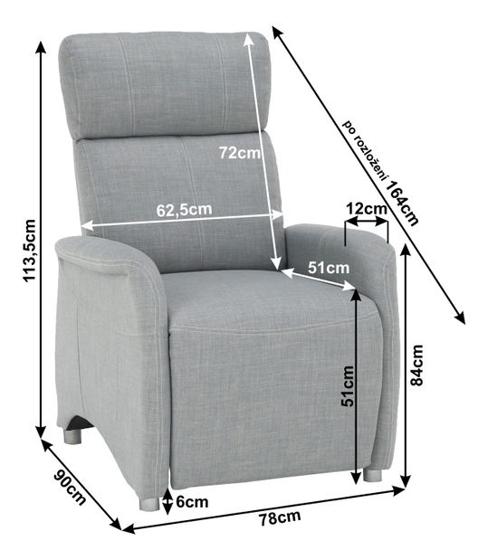 Křeslo Francesco látka šedá