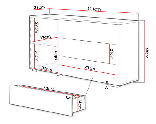 Komoda do obývacího pokoje Nova -110 (dub wotan)