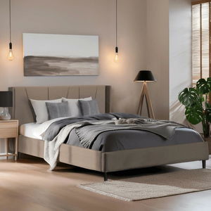 Manželská postel 160 cm Slogan (béžová) (s roštem)