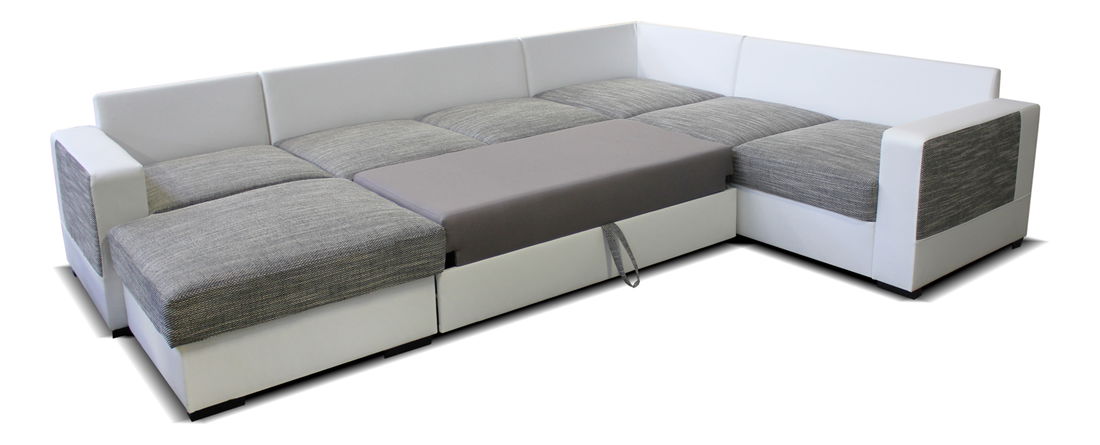 Rohová sedací souprava U Mega L+2F+A+2 (béžová + hnědá) (L)